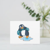 Pinguïn met reddingsboei briefkaart (Staand voorkant)