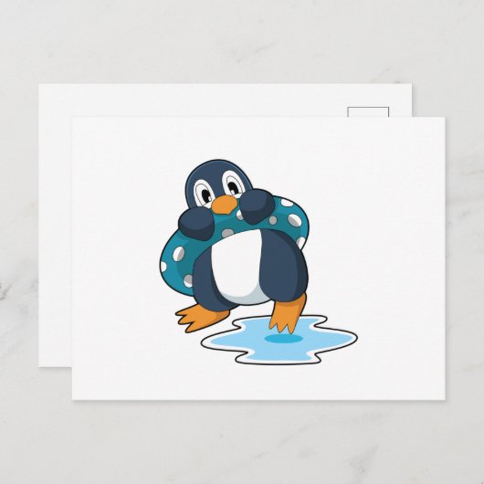 Pinguïn met reddingsboei briefkaart (Voorkant / Achterkant)