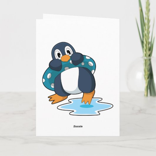 Pinguïn met reddingsboei kaart (Achterkant)