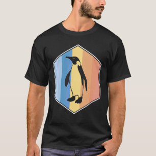 Pinguïn Met Retro Kleuren In Een Zeshoek T-shirt