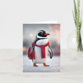 Pinguïn met rode sjaal notitiekaartje (Voorkant)