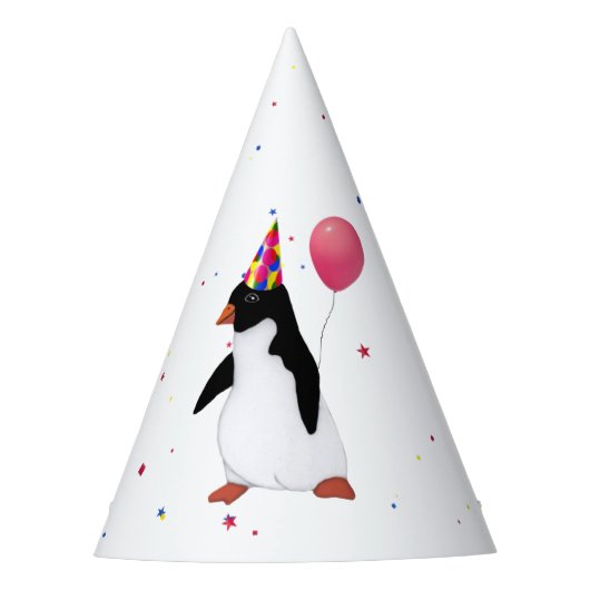 Pinguïn met roze ballon feesthoedjes (Voorkant)