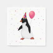Pinguïn met roze ballonpapier servetten (Voorkant)