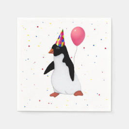 Pinguïn met roze ballonpapier servetten