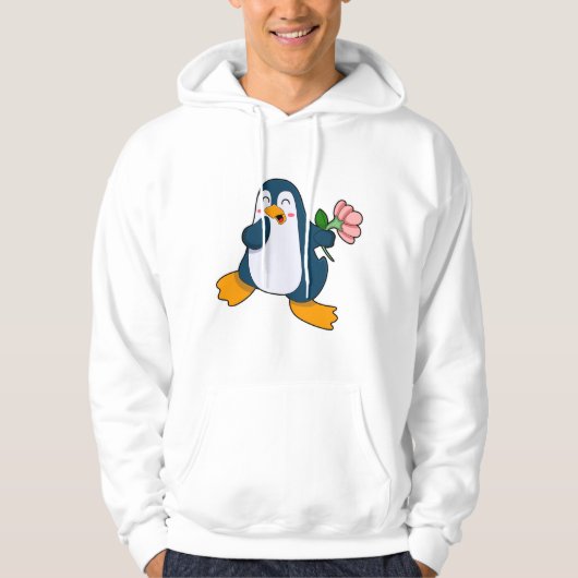 Pinguïn met rozenventilator hoodie (Voorkant)