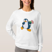 Pinguïn met rozenventilator t-shirt (Voorkant)
