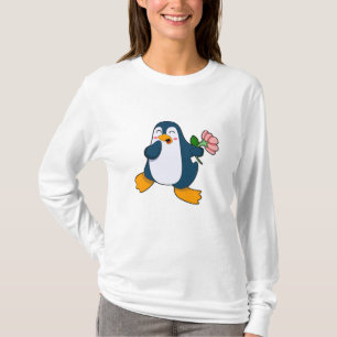 Pinguïn met rozenventilator t-shirt