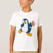 Pinguïn met rozenventilator t-shirt (Voorkant)