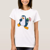 Pinguïn met rozenventilator t-shirt (Voorkant)