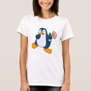 Pinguïn met rozenventilator t-shirt