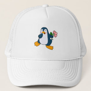 Pinguïn met rozenventilator trucker pet