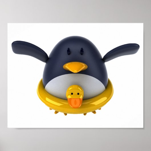 Pinguïn met rubbereend poster (Voorkant)