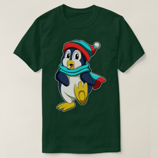 Pinguïn met Scarf en Pet T-shirt (Design voorkant)