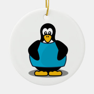 Pinguïn met shirt keramisch ornament