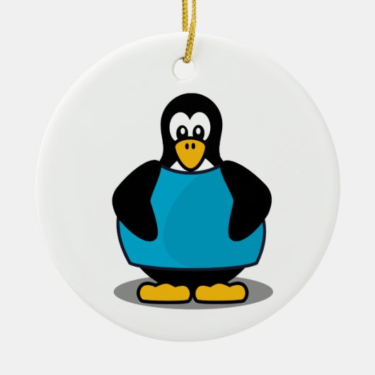 Pinguïn met shirt keramisch ornament (Voorkant)