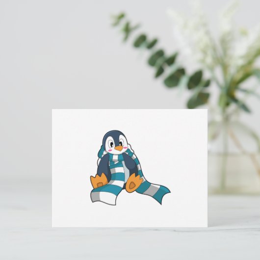 Pinguïn met sjaal briefkaart (Staand voorkant)