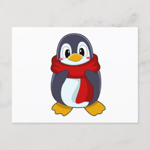 Pinguïn met sjaal briefkaart