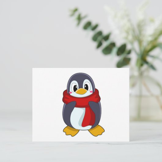 Pinguïn met sjaal briefkaart (Staand voorkant)