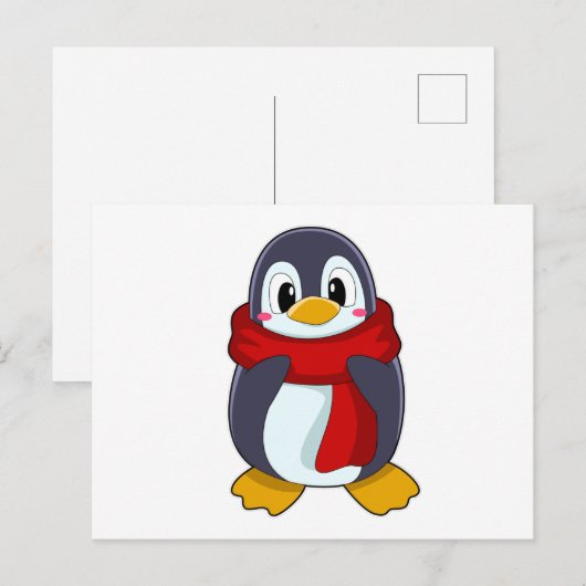 Pinguïn met sjaal briefkaart (Voorkant / Achterkant)
