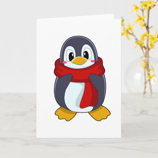 Pinguïn met sjaal kaart (Gele Bloem)