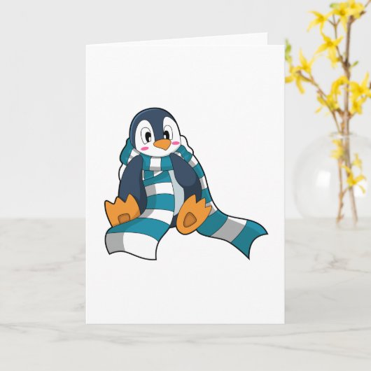 Pinguïn met sjaal kaart (Gele Bloem)