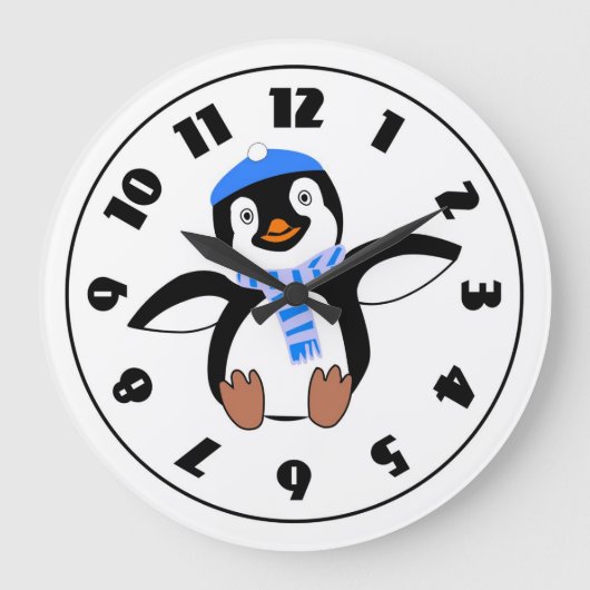 Pinguïn Met Sjaal Klok (Voorkant)