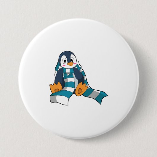 Pinguïn met sjaal ronde button 7,6 cm (Voorkant)