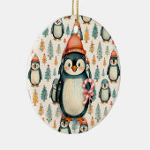 pinguïn met snoepjes kerst keramisch ornament (Rechts)