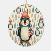 pinguïn met snoepjes kerst keramisch ornament (Links)
