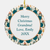 pinguïn met snoepjes kerst keramisch ornament (Achterkant)