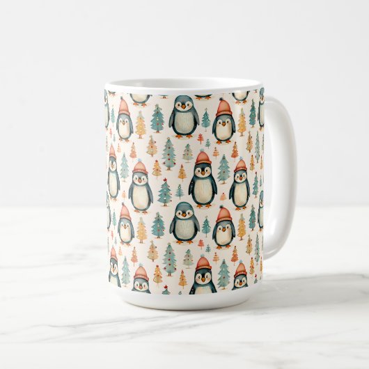  pinguïn met snoepjes kerst koffiemok (Voorkant rechts)
