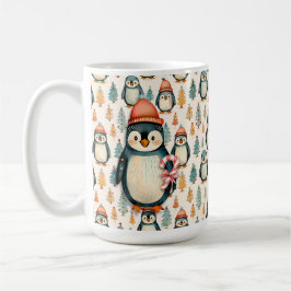 pinguïn met snoepjes kerst koffiemok