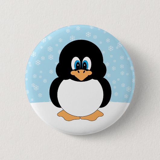 Pinguïn met Snowflakes Button (Voorkant)