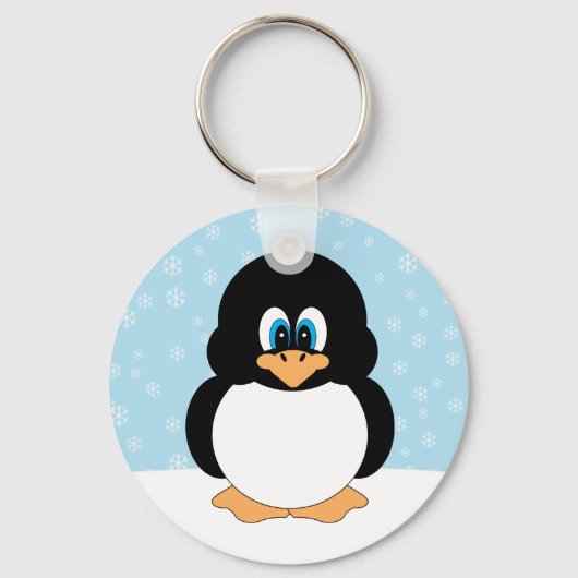 Pinguïn met Snowflakes Sleutelhanger (Voorkant)