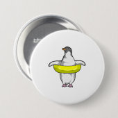Pinguïn met Swim-ring Ronde Button 7,6 Cm (Voorkant /achterkant)