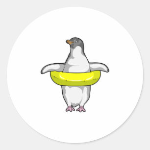 Pinguïn met Swim-ring Ronde Sticker