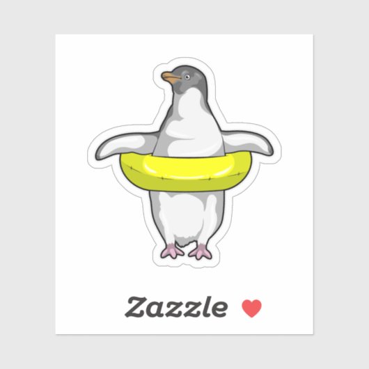 Pinguïn met Swim-ring Sticker (Vel)