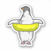 Pinguïn met Swim-ring Sticker (Voorkant)