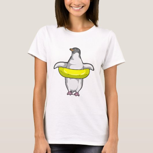 Pinguïn met Swim-ring T-shirt (Voorkant)