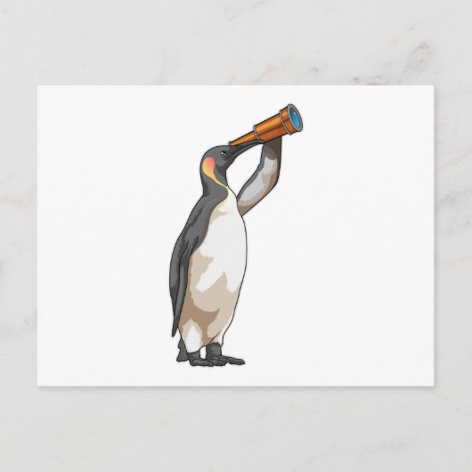 Pinguïn met telescoop briefkaart (Voorkant)