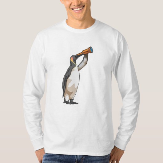 Pinguïn met telescoop t-shirt (Voorkant)