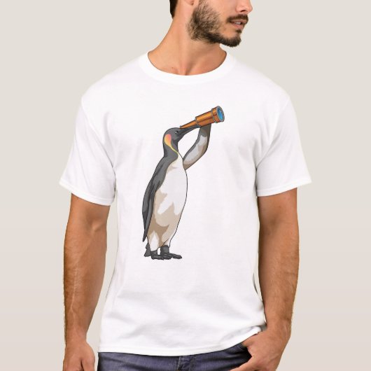 Pinguïn met telescoop t-shirt (Voorkant)