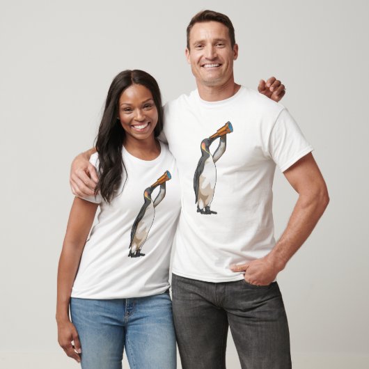 Pinguïn met telescoop t-shirt (Unisex)