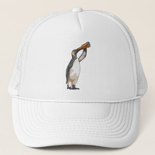Pinguïn met telescoop trucker pet (Voorkant)
