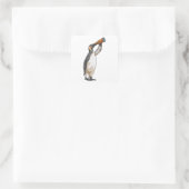 Pinguïn met telescoop vierkante sticker (Tas)