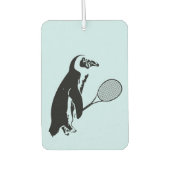 Pinguïn met tennisracket en blauwe achtergrond luchtverfrisser (Voorkant)