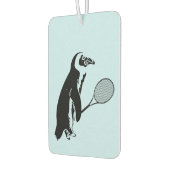Pinguïn met tennisracket en blauwe achtergrond luchtverfrisser (Links)