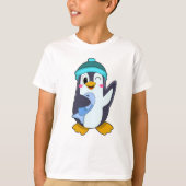 Pinguïn met vis en Pet T-shirt (Voorkant)