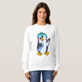 Pinguïn met vis en Pet Trui (Voorkant volledig)