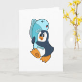 Pinguïn met Vis Kaart (Gele Bloem)